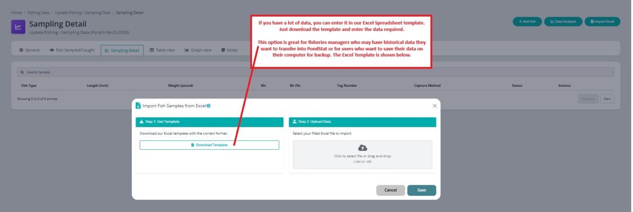 PondStat individual fish data-entry form
